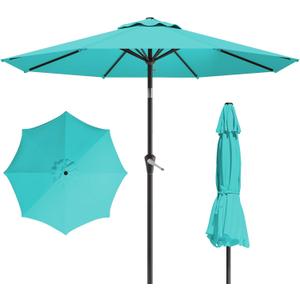 10FT Patio Umbrella, Outdoor Umbrella with Push Button Tilt and Crank, 8 Sturdy Ribs, UV Protection & Waterproof Market Umbrella for Pool, Backyard, Beach,Deck (Peacock Blue)
