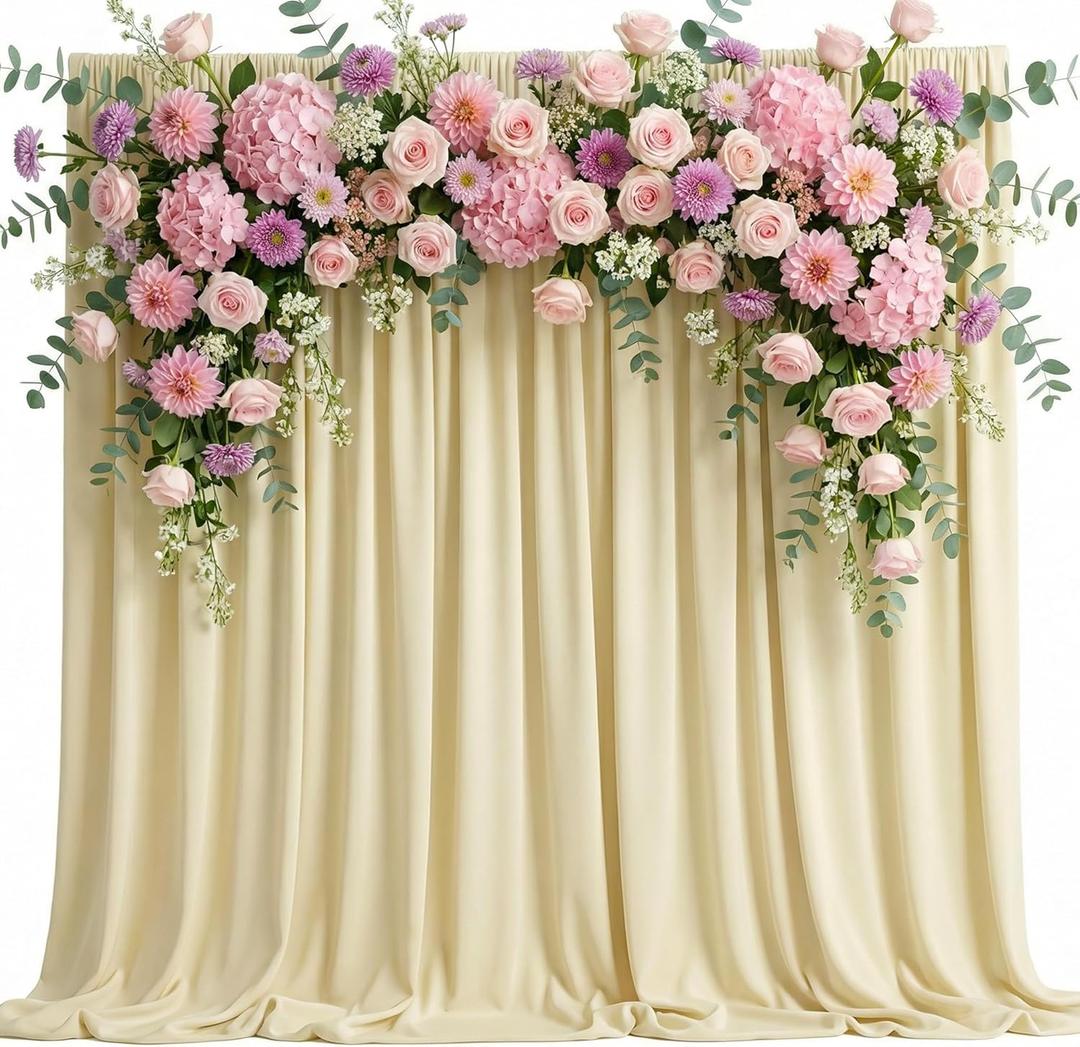 Wokceer Beige Backdrop Curtain for Wedding Parties 10x10FT Wedding Curtains Photo Backdrop Drapes Polyester for Photoshoot Baby Shower Birthday Party Curtains Background 2 Panels 5x10FT (10FTx10FT)