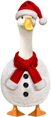 Fuzzivator Christmas Porch Goose Outfits Snowman Goose Outfit Winter Porch Goose Outfit for 23" Christmas Party Winter Outdoor Patio Yard Lawn Garden,No Scarf