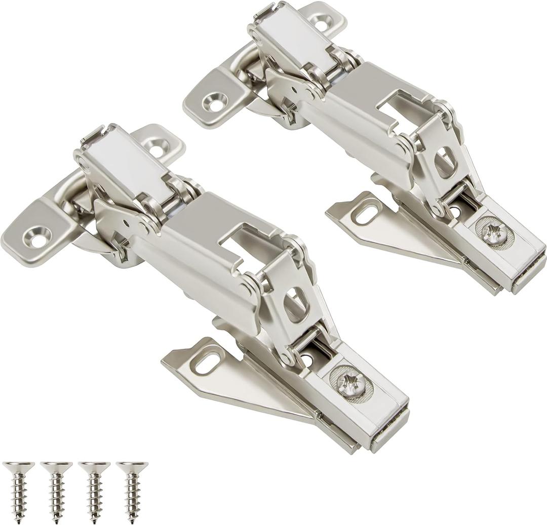 TOUCH Cabinet Hinges (1 Pair, 2 PCS) Face Frame 165 Degree Full Overlay Clip-on Lazy Susan Self Close Folding Cupboard Door 3-Way Adjustable Kitchen Corner Cabinet Hinges with Screws