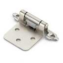 Home Expert 10 Pack (5 Pairs) Brushed Nickel Cabinet Hinges for Kitchen Doors, Self-Closing, 1/2 Inch Overlay (Variable), Semi-Concealed Face Frame, Surface Mount Cabinet Hardware, Silver