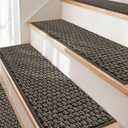 JSEI Stair Treads for Wooden Steps, 14 Pack 9" X 28" Non-Slip Machine Washable Carpet Stair Treads with TPE Backing, Soft Indoor Stair Rug Runner for Kids Elders & Pets, 100% Polyester, Greyish Brown