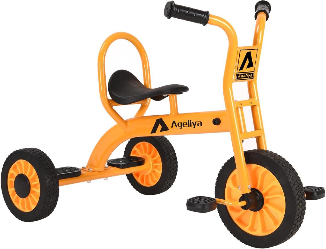 Ageliya Preschool Tricycles for 3-5 Year Olds, Metal Steel, Rubber Wheels, Yellow