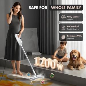 YKYI Steam Mop, Detachable 10 in 1 Multipurpose Steamer with 11 Attachments, Handheld Steam Cleaner for Home, Hardwood Floors, Laminate, Marble, Tile, Grout, Carpet, Windows, Furniture Cleaning