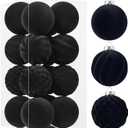 Wironlst Velvet Ornaments for Christmas Tree, 3 Style Flocked Matte Velvet Christmas Ball Ornaments, Shatterproof Decor for Xmas Tree Wedding Holiday Party Home (3.15" 16pcs Black)