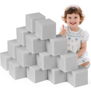 Foam Pit Blocks Foam Padding Sponge Pit Cubes Sponge Blocks for Amusement Park Gymnastics Freerunning and Parkour Courses - 48PCS 5" x 5" x 5" (Light Gray)