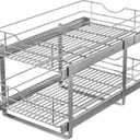 Pull Out Cabinet Organizer,(17"W x 22" D) 2 Tier Soft Close Slide Out Drawer For Kitchen Base Cabinet, Individual Pull Out Shelf, Roll Out Pantry Organization, 22 Inch Deep