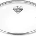 9.5 inch Tempered Glass Lid, Versatile Round Replacement Glass Cover for 9.5 inch Skillets, Pots and Pans, and Dutch Ovens - Dishwasher and Oven Safe up to 400- 24CM (Silvery)