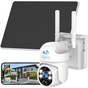 4G LTE Cellular Security Camera Includes SIM Card, Solar Powered 4G Security Camera No WiFi Needed, 2K HD 360 Live View, Color Night Vision, PIR Motion&Siren Alert, 2-Way Audio, Playback View