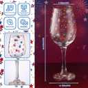 SiliFine 2Pcs Patriotic Party Stemmed Wine Glasses Hand Painted USA Red White Blue Star Drinking Cup Wine Glasses Gifts for Patriot Day Veterans Day Theme Holiday Party Supplies