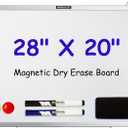 M&G Dry Erase Board Magnetic White Board for Wall, 28 x 20 Whiteboard with 2 Markers & 2 Magnets & 1 Eraser, Hanging Whiteboard with Silver Frame for Planning, Drawing, to Do List, Office Use