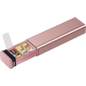 7 Day Weekly Metal Pill Organizer for Travel, Kursoaya Premium Aluminum Daily Pill Box, Cute Portable Pill Case, Large Capacity Pill Holder for Supplements, Pills, Vitamins, Medicine