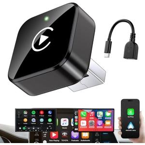 Wireless CarPlay Adapter Upgrade Mini Design, USB/USB-C Plug & Play Converts CarPlay to Wireless - Easy Use Fast Stable Connection Car Play for iPhone & Android