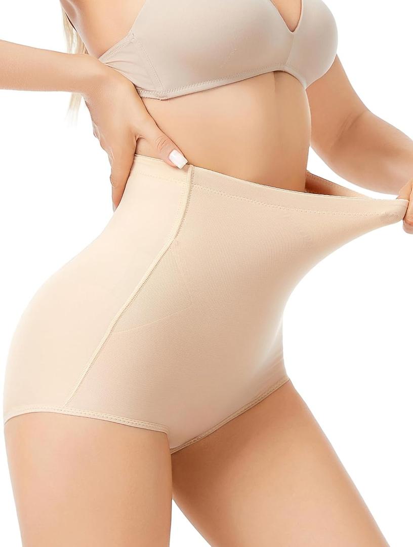 Tummy Control Shapewear Panties for Women-High Waisted Body Shaper Underwear Seamless Shapewear Panty Girdle (Large, Beige)