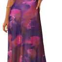 MEROKEETY Women's 2025 Summer Tie Dye Midi Dress Sleeveless Casual Stretchy Mesh Boho Beach Sundress, Plum, Small