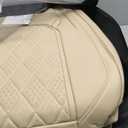 Coverado Car Seat Covers Full Set, Luxury Faux Leather Waterproof Seat Covers, 5 Seat Universal Seat Covers for Cars, Front and Back Car Seat Protector, Beige Leather Seat Covers Fit for Most Cars (FullSet, Beige)