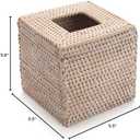 Rattan Tissue Box Cover Natural Woven Facial Napkin Holder Square (White, 5.5x5.5x5.9 Inch)
