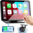 Apple Carplay Screen for Car, 7" HD Portable Car Stereo Touch Screen with Wireless Android Auto, Backup Camera, Car Audio Receivers with Voice Control, Mirror Link, Bluetooth, GPS Navigation