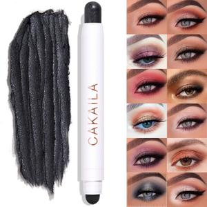 Cream Eye-Shadow Stick, Waterproof Cream Eyeshadow Pen Rotatable Creamy Eye Shadow Pencil Crayon, Matte and Shimmer Eyeshadow Makeup Stick with Sponge Smudger (11# Smoky Gray-black)