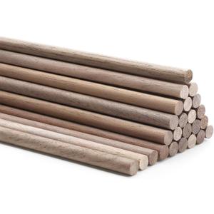 Wenqik 24 Pcs Wooden Dowel Rods Walnut Dowel Rod Sticks for Crafts Round Unfinished Wood for Crafting Woodworking Building Material(1/4 x 12 Inch)
