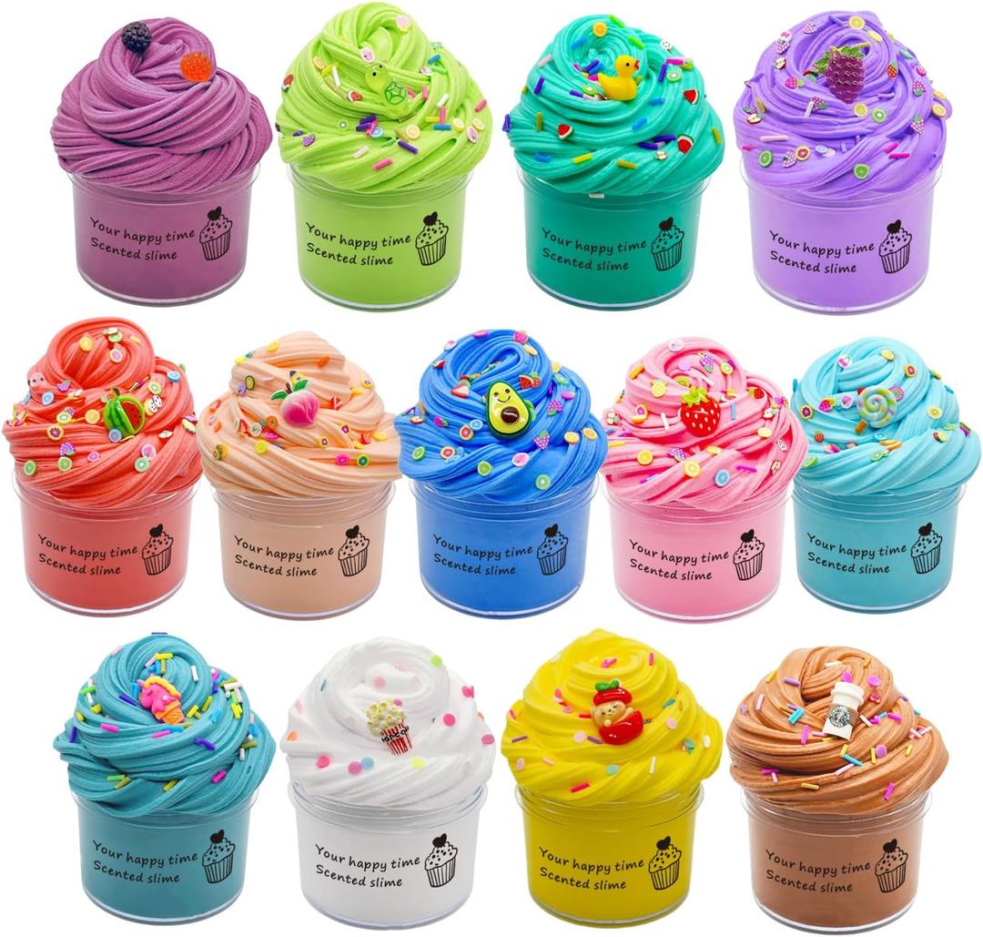 Sunool 13 Packs Butter Slime Kit, Non Sticky, Super Soft Sludge Toy, Birthday Gifts, Party Favor for Girls & Boys