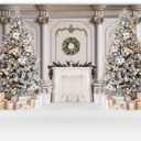 Kate 75ft (2.21.5m) Christmas Tree Photo Backdrop Xmas Palace Classic Indoor White Fireplace Gifts Decoration Photography Background for Christmas New Year Photographer Studio Props
