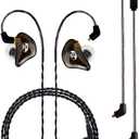 BASN Professional in Ear Monitor Headphones for Singers Drummers Musicians with MMCX Connector IEM Earphones (Pro Clear Brown)