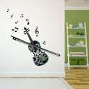 Design With Vinyl Music Wall Decal Violin with Musical Notes on White Background Removable - Size: 36 in x 40 in