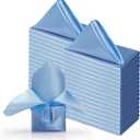 100 Pack Light Blue Satin Napkins - 17x17 Inches, Elegant Scalloped Square Table Napkins for Restaurant, Weddings, Banquet, Party