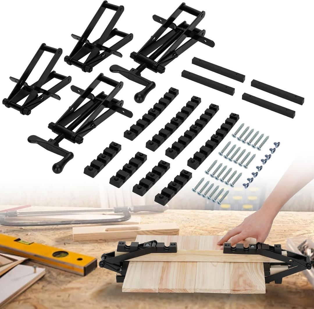 2 Pack 4 Way Pressure Clamps for Woodworking Panel Clamps in 4 Directions, No Dead Corners, Ideal for Bonding Tabletops, Shelves & Laminate Surfaces (2pc)