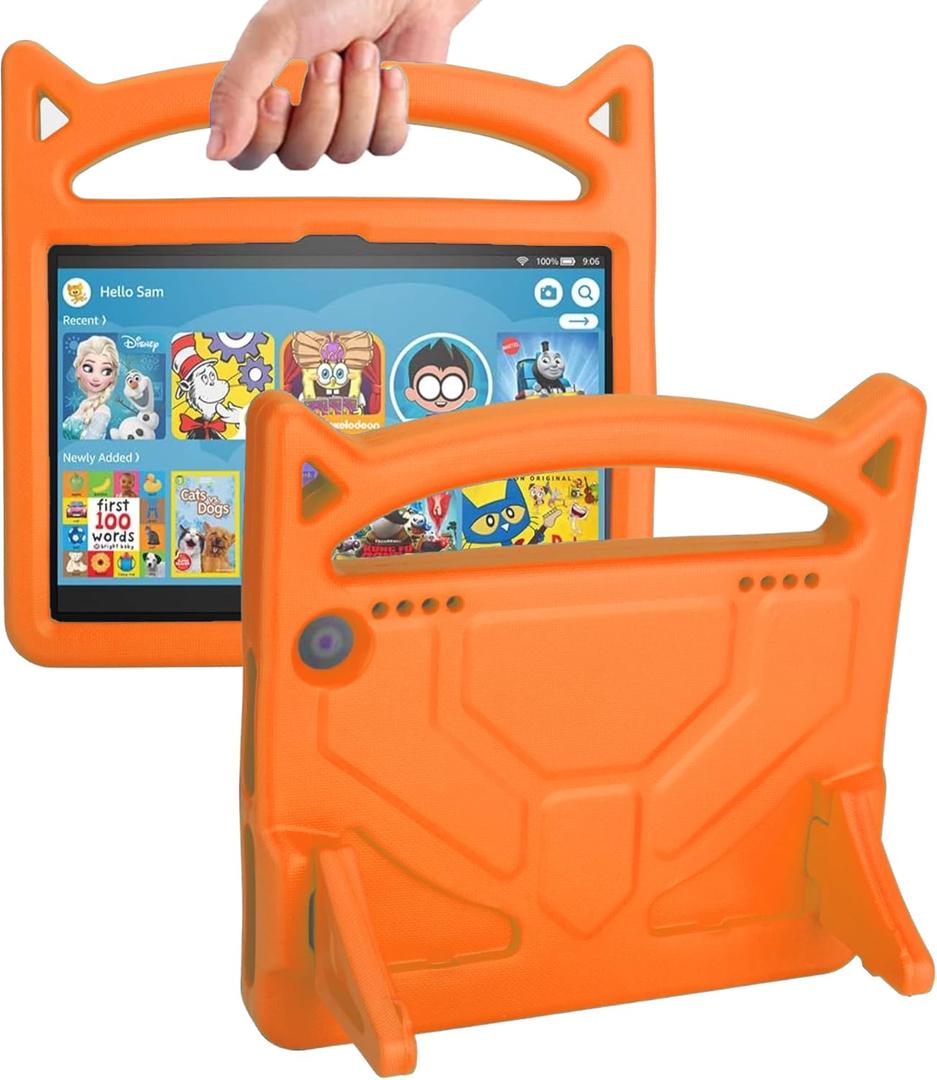 Shockproof Case for 8inch Tablet(12th/10th Generation, 2024/2022/2020 Release)-SHERBORN Lightweight Shockproof Case with Stand Handle,Incompatible with iPad Samsung Tablet-Orange