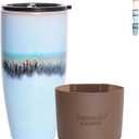 Bosmarlin Ceramic Travel Coffee Mug with Lid, 21 fl oz, Portable Coffee Cup for Car Cup Holder, Microwave and Dishwasher Safe, Reactive Glaze