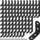SHEUTSAN 100 Pcs Black L Bracket, 1.57 x 1.57 x 0.62 Inch Stainless Steel Corner Brace Small with Screws 90 Degree for Furniture Shelf Window