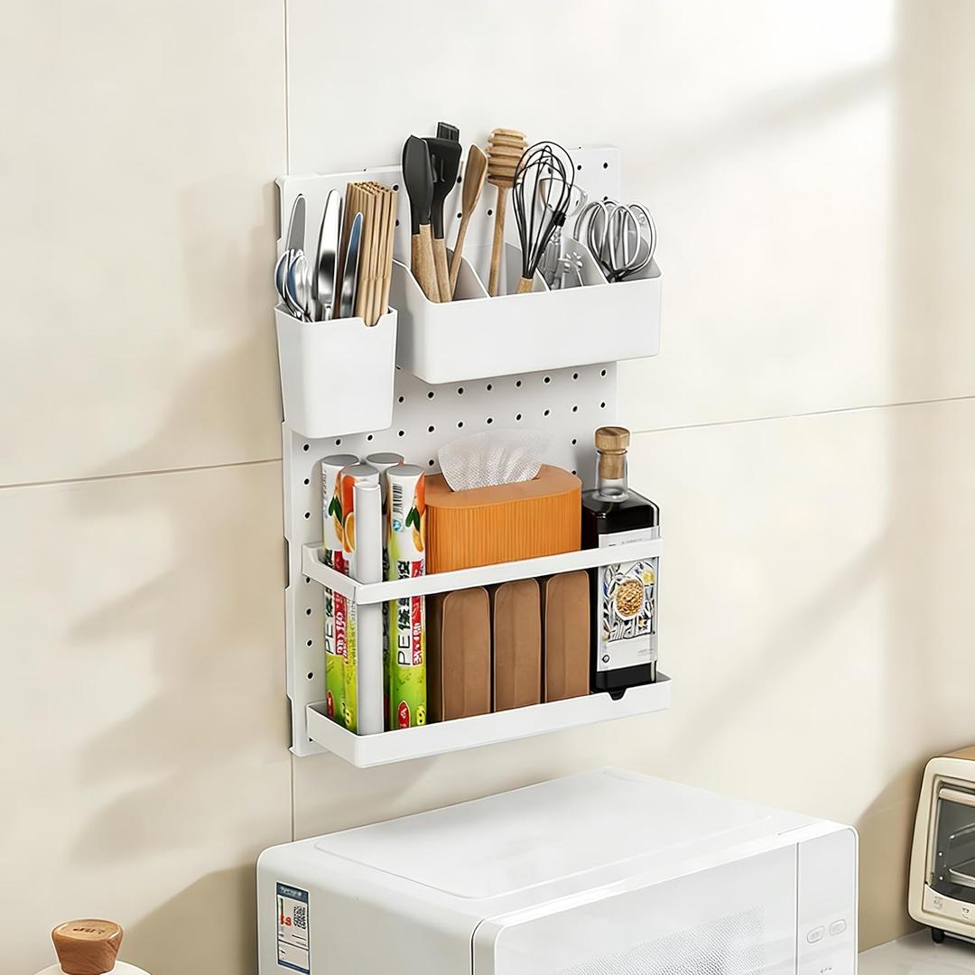 Spice Rack Organizer, Adhesive Shelf, No Drilling Kitchen Spice Holder and Organizer, Wall Mount Space-Saving Storage for Kitchen,Bathroom,Cabinets,Style2 (21" x 14")