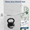 ENJOYBASICS Curved Shower Curtain Rod with Shower Rings, Adjustable Round Bathroom Rod for Extra Space, Rustproof, Need to Drill, Silver, 35-77 Inches