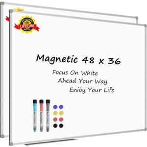Lockways 48 x 36 Inch White Board 2 Pack | 4 x 3 Dry Erase Boards Magnetic Whiteboard for Office School and Home