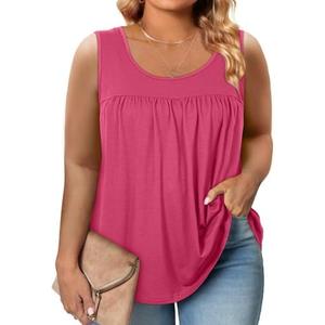 Eytino Plus Size Tank Tops for Women Sleeveless Crew Neck Summer Casual Loose Tee Shirts, Size 2X