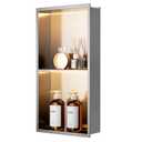 QAOYEDE LED Shower Niche with Lights 24x12 Stainless Steel Brushed Nickel