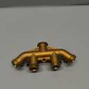 Brass 4 Way Faucet Splitter, 4 Port Manifold, 4-Way Garden Hose Splitter, 3/4" Heavy-Duty Spigot Adapter with Individual Shutoff Valves, Solid Brass Manifold, Leak-Resistant