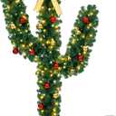 VINGLI 5ft Pre-Lit Artificial Cactus Christmas Tree w/ 110 LED Lights & 400 Tips, Perfect for Holiday, Party, and Home Decoration (3ft 11in, Green)
