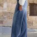 Flamingals Wide Leg Jeans for Women Mid Waist Baggy Stitch Decor Denim Washed Pants Without Belt (XXXL)