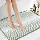 OLANLY Small Bathroom Rugs 24x16, Extra Soft Absorbent Chenille Striped Bath Rugs, Rubber Backing, Machine Wash Dry, Bath Mats for Bathroom Floor, Tub and Shower, Home Decor Accessories, Sage Green
