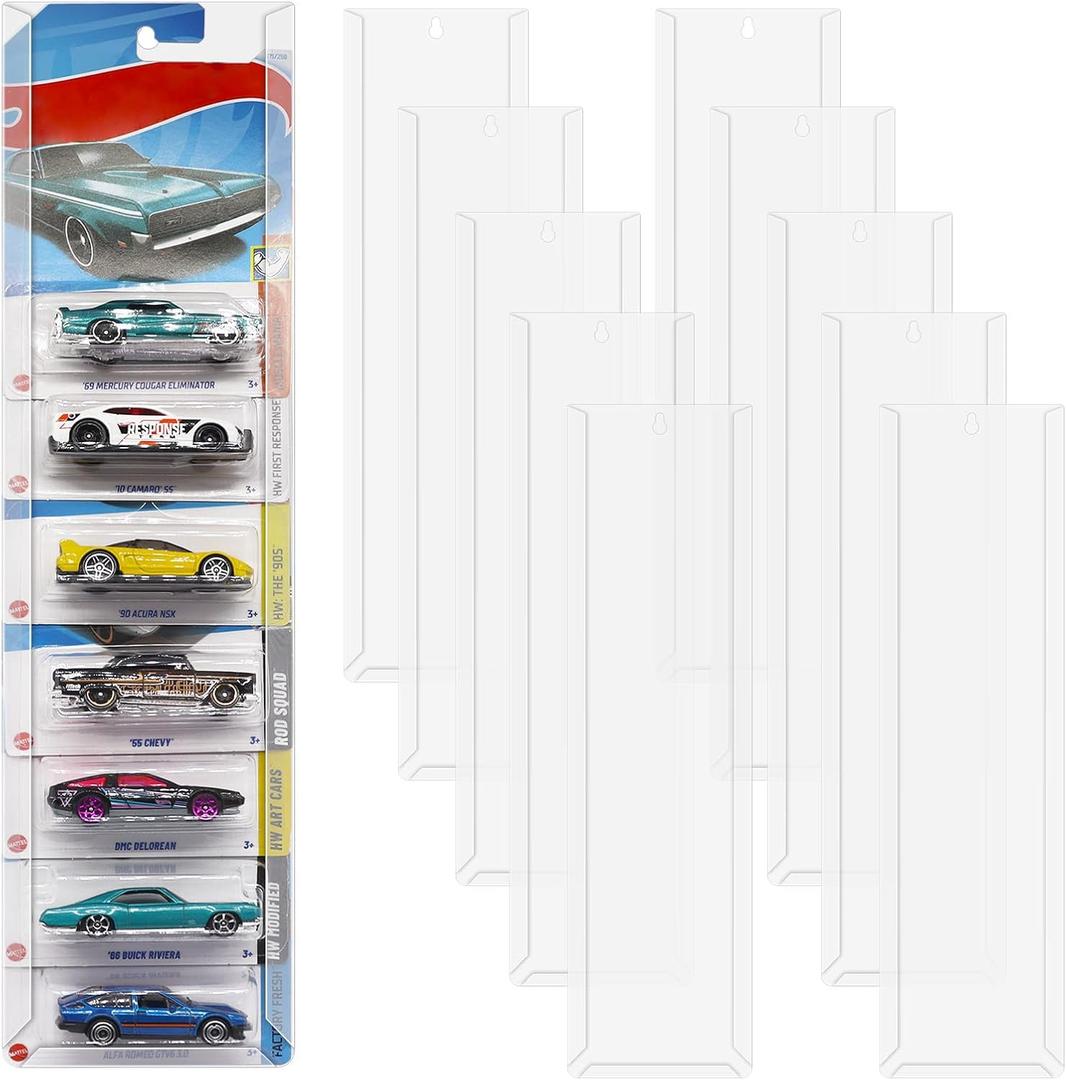 10 Pcs Model Car Display Case Wall Mount Compatible with Hot Wheels Match-Box Packaged Cars Holds up to 100 Cars Model Car Storage Case Display Shelf Rack