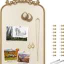 Vintage Linen Bulletin Board with Ornate Gold Frame, Wall Pin Board 19"x31"