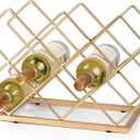 Countertop Wine Rack - 10 Bottle Freestanding Modern Gold Metal Small Wine Rack - Tabletop Wine Holder Stand for Cabinet, Pantry, Wine Bottle Storage
