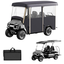Golf Cart Cover Enclosure 4&6 Passenger, Golf Cart Cover for Yamaha Club Car EZGO, Waterproof 600D Oxford Rain Cover, Transparent Tail Light Panel, Foldable Door,4-Sided Clear Windows