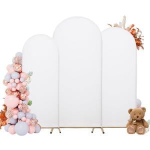 DREAHOTEXTIL Arch Covers,Arch Backdrop Stand Fitted Cover for Wedding Birthday Party Ceremony Banquet Decoration(7.2FT&6.6FT&6FT,White,Cover Only)
