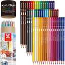KALOUR Premium Colored Pencils,Set of 50 Colors,Artists Soft Core with Vibrant Color,Ideal for Layering Blending Shading,Color Pencils for Adults Beginners Coloring Book