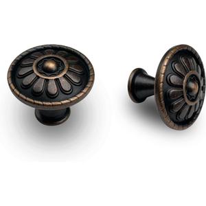 QCAA Cabinet Vintage Knob for Drawer, 1.18 inch Diameter, Antique Copper, 12 Pack, Made in Taiwan