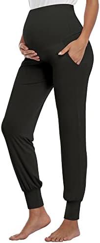 AMPOSH Women's Maternity Pants Stretchy Lounge Workout Sweatpants Casual Loose Comfy Pregnancy Joggers with Pockets, XL